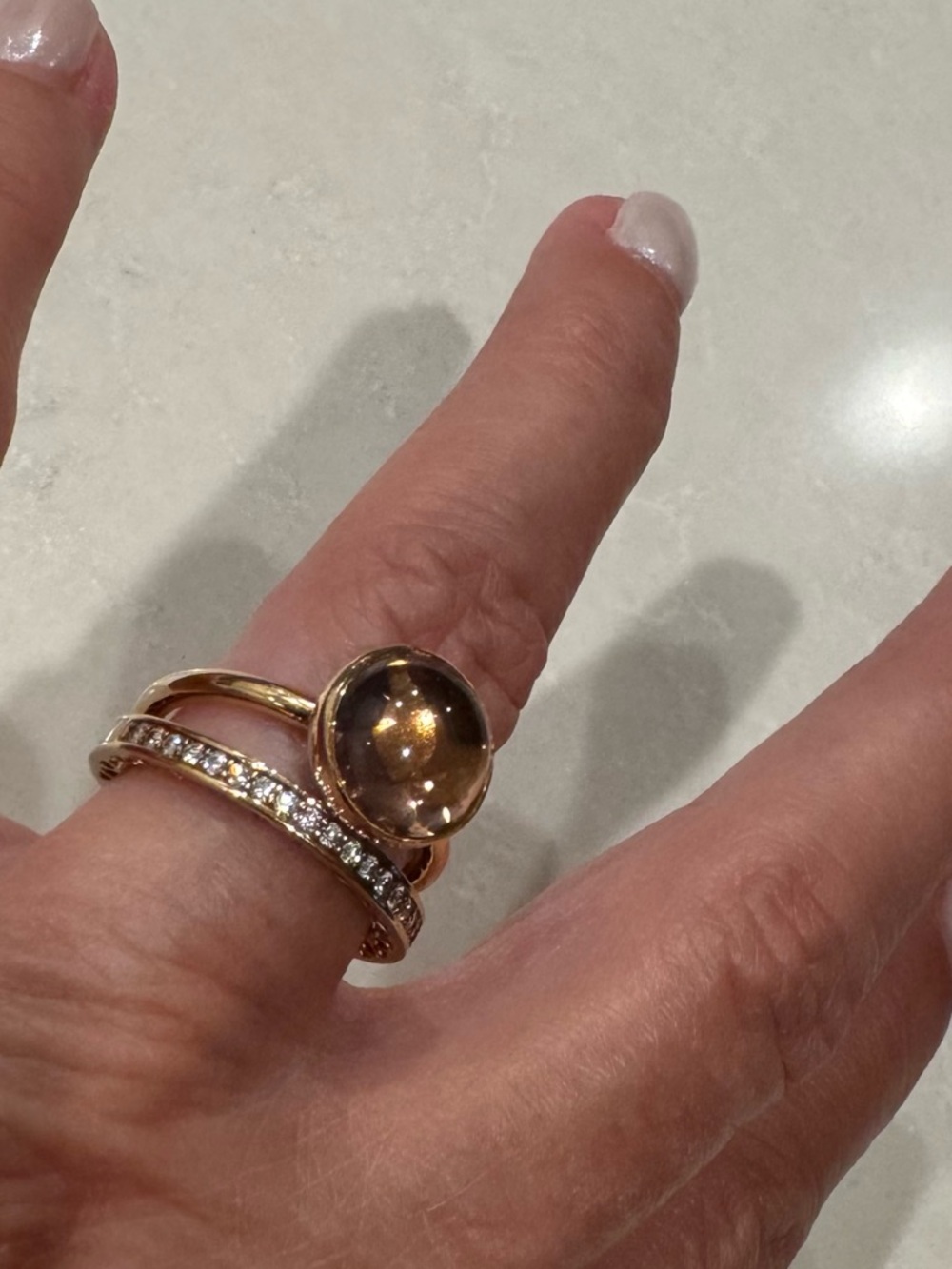 Pandora authentic gold “droplet” ring size 52